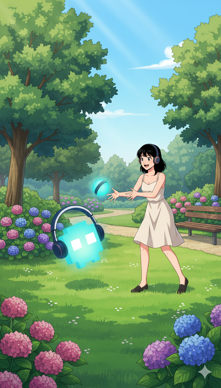 Nami AI Assistant Character in Garden Setting